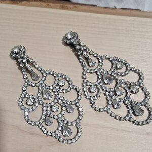 Elegant Silver Crystal Earrings